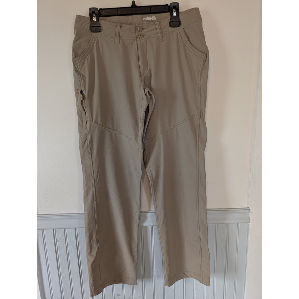 Marmot Hiking Pants Women Size 10 Tan Nylon Granola Outdoor Utility Camping Gorp
